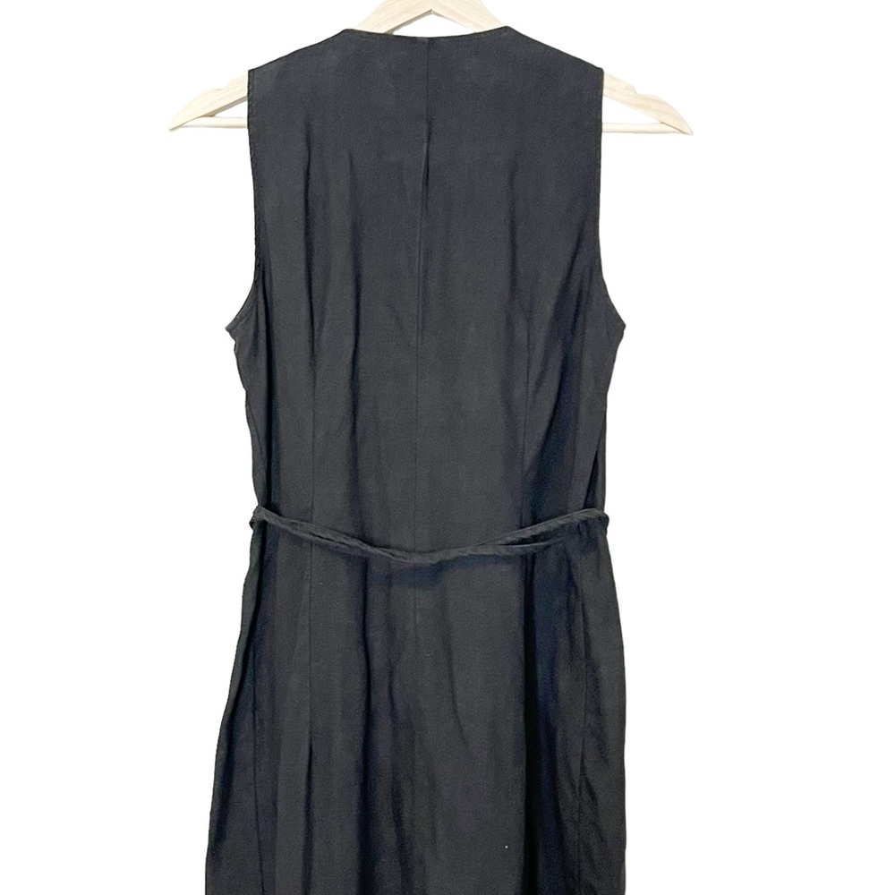 Scapa Womens 100% Linen Ruffle Wrap Midi Dress Size 38 Black Sleeveless - Picture 5 of 10